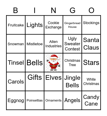Holiday Bingo Card