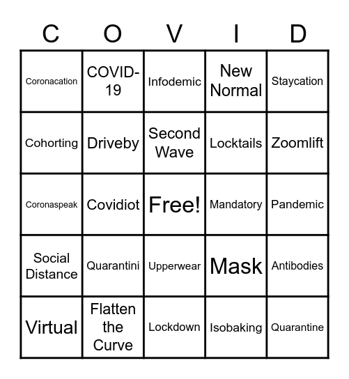 GaP Holiday COVID Virtual Bingo Card