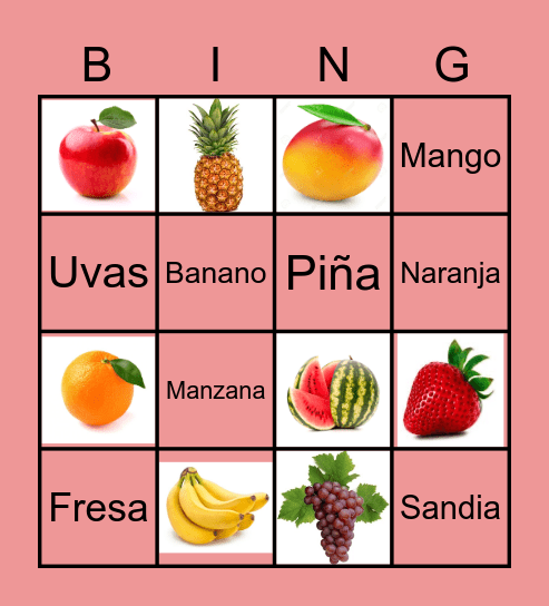 Las Frutas Bingo Card