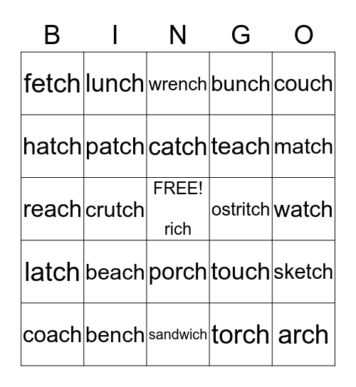 Final ch Bingo Card