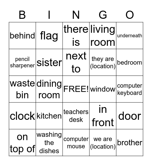 Chapter 2B Bingo Card