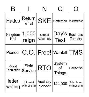 JW Language Bingo Card