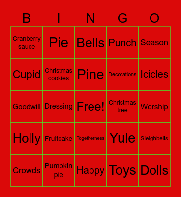 GRS Christmas Bingo Card