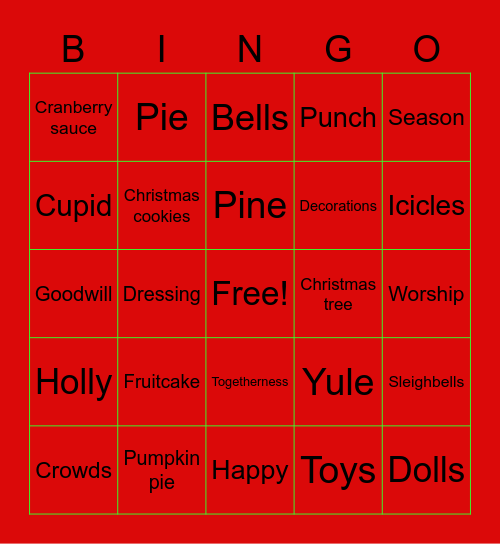 GRS Christmas Bingo Card