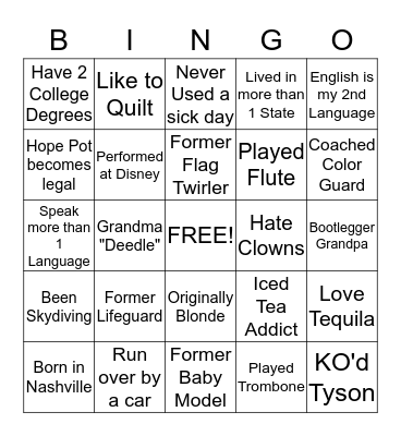 Christmas Party Bingo Card