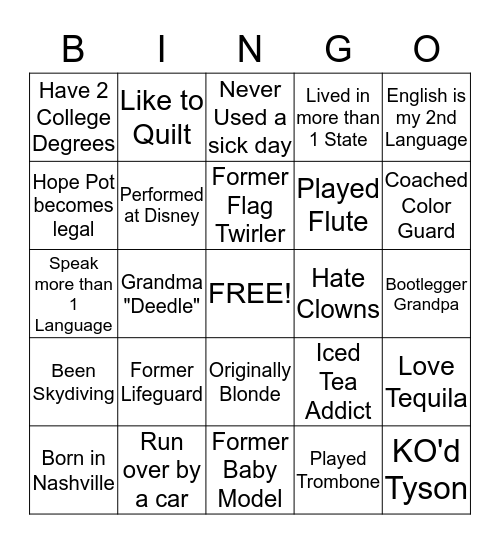 Christmas Party Bingo Card