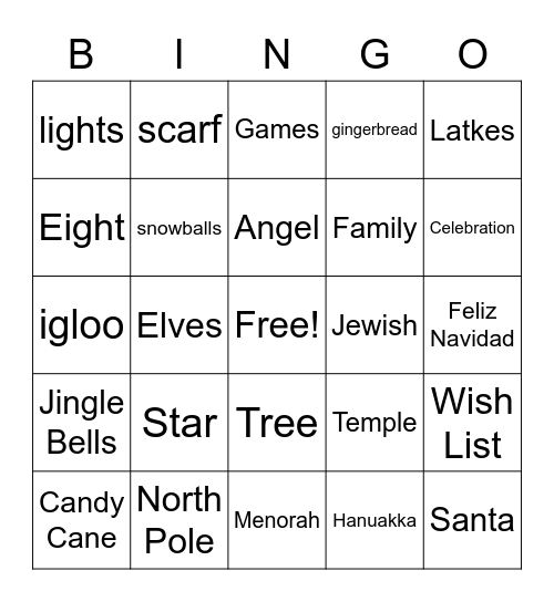 Holiday Bingo Card