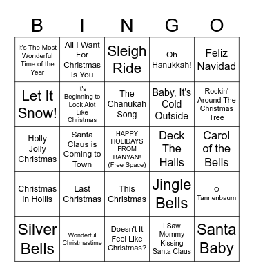 Banyan Holiday Bingo Card