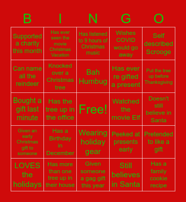 Christmas Bingo Card