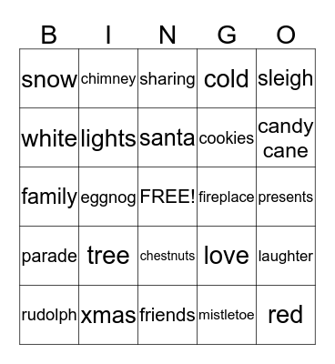 Christmas Bingo Card