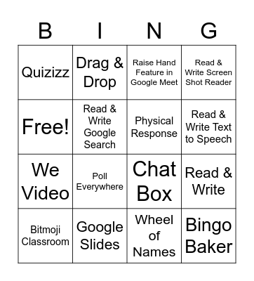 Special Ed Department Technology BINGO Card