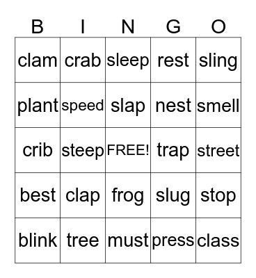 Blends Bingo Card