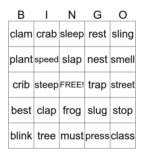 Blends Bingo Card