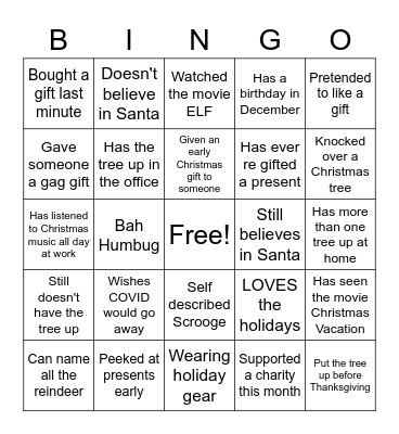 Christmas Bingo Card