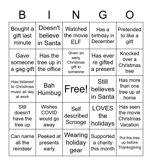 Christmas Bingo Card