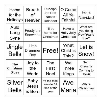 Christmas Music Bingo Card