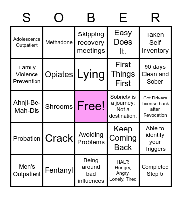 Women's Services Bingo Card