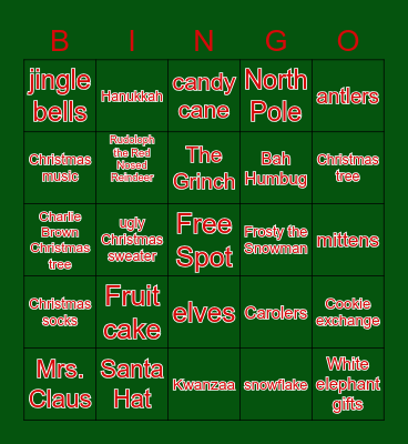 Holiday Bingo Fun Bingo Card