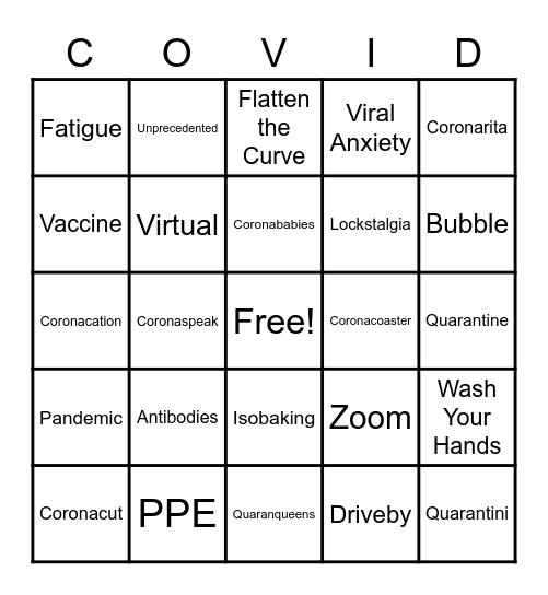 GaP Holiday COVID Virtual Bingo Card