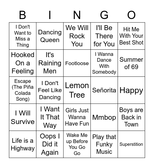 MUSIK BINGO Card
