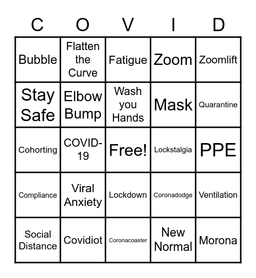 GaP Holiday COVID Virtual Bingo Card