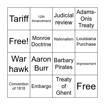 vocabulary Bingo Card