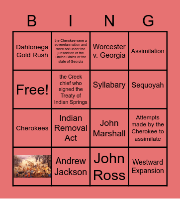 Indian Removal- Final Exam Review Bingo Card