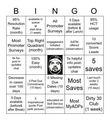 December Wes'Side Bingo Card