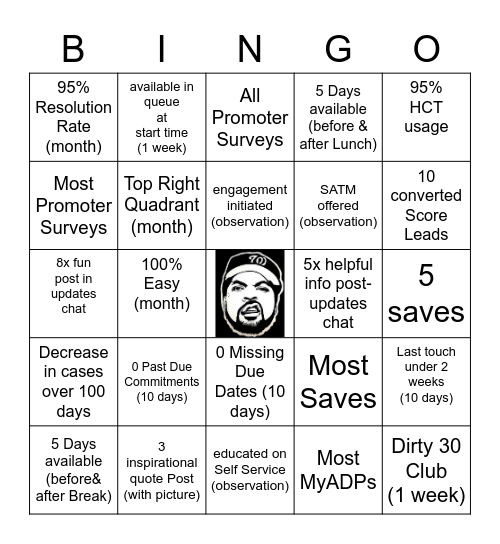 December Wes'Side Bingo Card