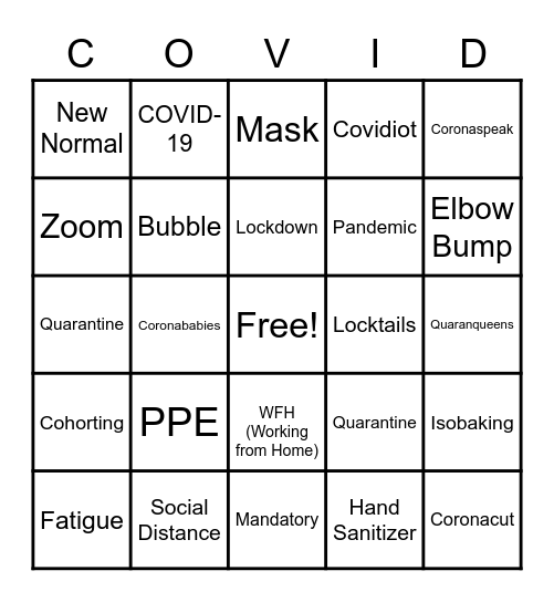 GaP Holiday COVID Virtual Bingo Card