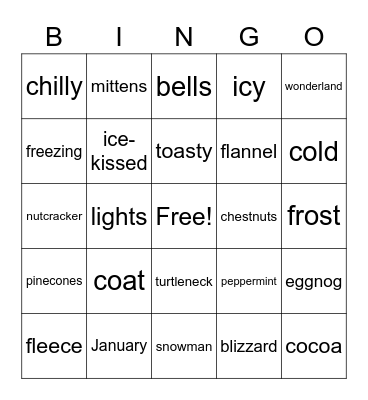 PRRC Winter Bingo Card