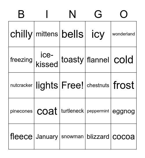 PRRC Winter Bingo Card