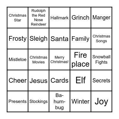 Christmas Paparazzi Bingo Card