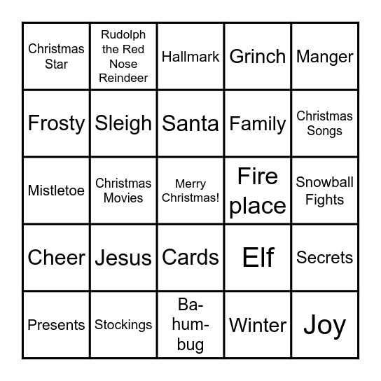Christmas Paparazzi Bingo Card