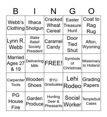 Lynn and Norma Lingo Bingo Card