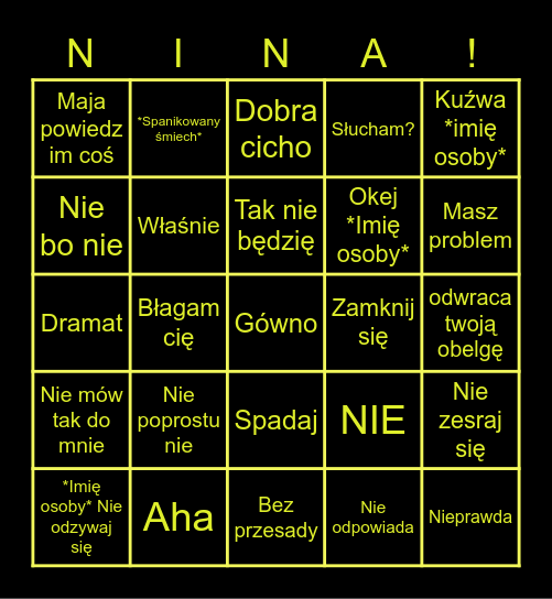 Nina response bingo Card