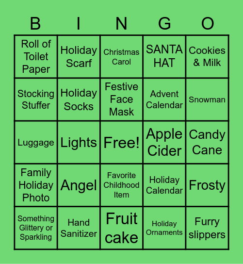 KB Holiday Bingo Card