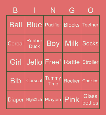 Baby Crazy Bingo Card