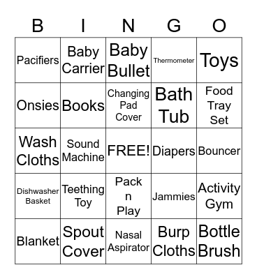 BINGO for Baby Pickett Bingo Card