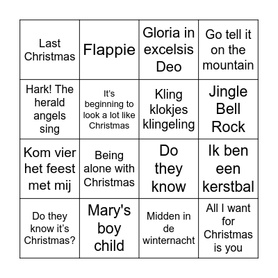 Kerst Muziek Bingo Card