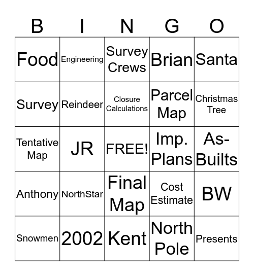 NorthStar Engineering Group, Inc. - Happy Holidays 2014 Bingo Card