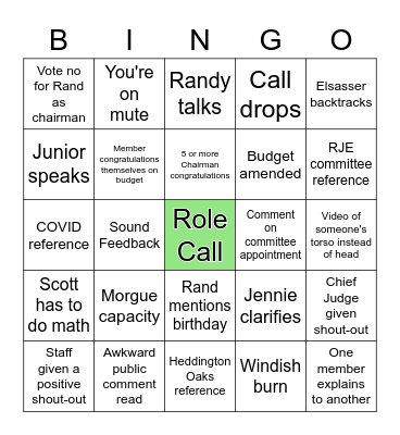 Peoria County Board BINGO - December 3, 2018 Bingo Card