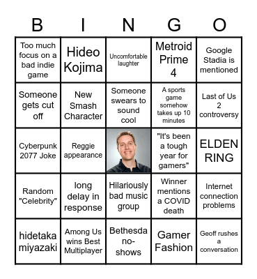 The game awards 2020 Bingo Card