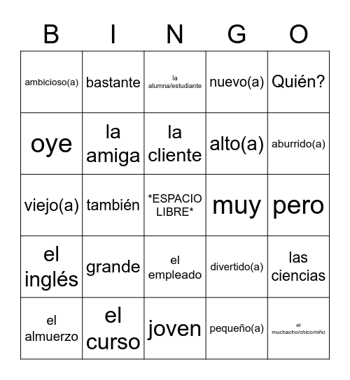 LO TENGO CAPÍTULO 1 Bingo Card