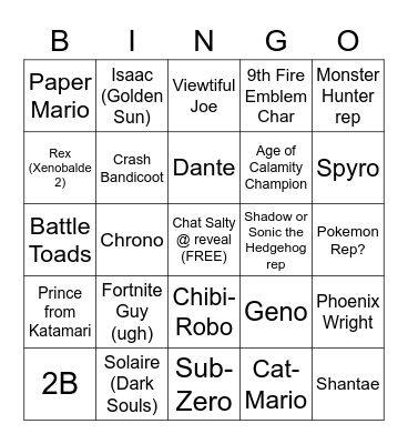 Salty Smash Reveal Bingo Card