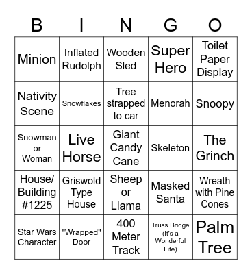 RVRR Scavenger Run December 2020 Bingo Card