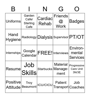 Project SEARCH Bingo Card