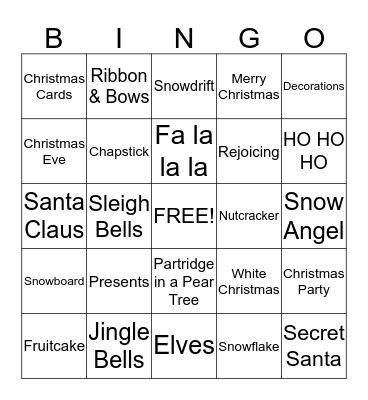 Christmas Bingo Card