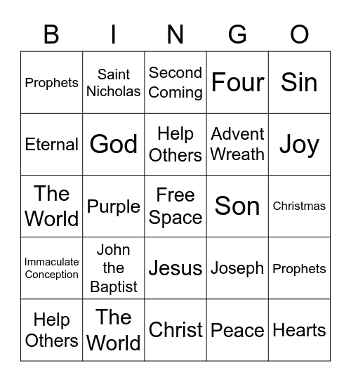 ADVENT BINGO Card