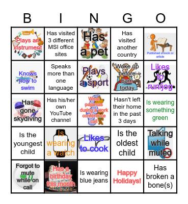 PSRC Team BINGO Card